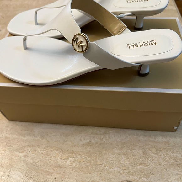 Michael Kors Optic White Sandals with Kitten Heels - Picture 2 of 6